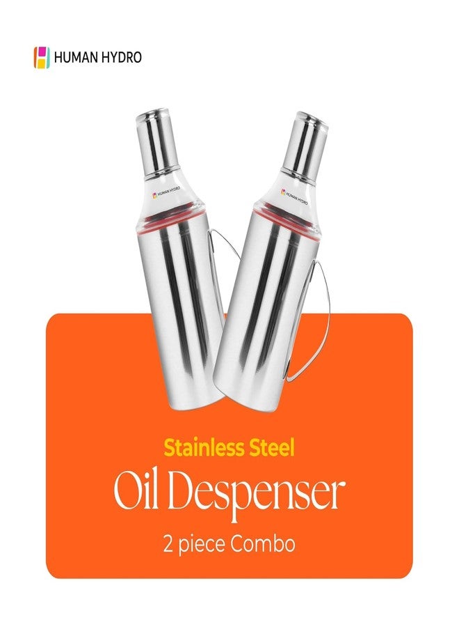 Human Hydro Stainless Steel Oil Dispenser 1L (Pack of 2) | Food-Grade SS, Drip-Free Spout, Leak-Proof Seal & Dust Cap | Controlled Pour Bottle for Oil, Vinegar & Dressing | Rust-Resistant, Easy Clean - Image 2